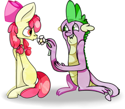 Size: 1024x896 | Tagged: safe, artist:vampdoq, derpibooru import, apple bloom, spike, dragon, female, male, shipping, spikebloom, straight