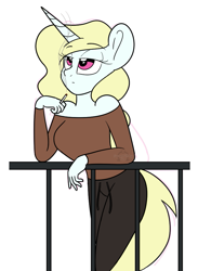 Size: 717x977 | Tagged: safe, artist:sweetfilthyfun, oc, oc only, oc:blanca, anthro, cigarette, clothes, solo