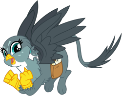 Size: 3800x3000 | Tagged: safe, artist:cheezedoodle96, derpibooru import, gabby, griffon, the fault in our cutie marks, .svg available, cute, flying, gabbybetes, happy, looking at you, open mouth, saddle bag, simple background, smiling, solo, spread wings, svg, transparent background, vector