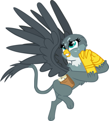 Size: 4345x4804 | Tagged: safe, artist:theevafreak, derpibooru import, gabby, griffon, the fault in our cutie marks, absurd resolution, inkscape, mailbag, scene interpretation, simple background, solo, transparent background, vector