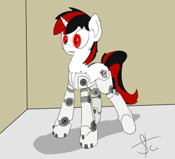 Size: 1100x1000 | Tagged: safe, artist:steam craft, derpibooru import, oc, oc only, oc:blackjack, cyborg, pony, unicorn, fallout equestria, fallout equestria: project horizons, level 1 (project horizons), solo