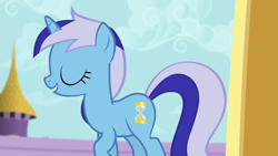 Size: 1920x1080 | Tagged: safe, derpibooru import, screencap, minuette, pony, amending fences, eyes closed, solo, walking