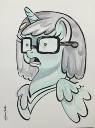 Size: 1280x1707 | Tagged: safe, artist:sararichard, derpibooru import, alicorn, pony, bob's burgers, glasses, ponified, shocked, solo, tina belcher, traditional art