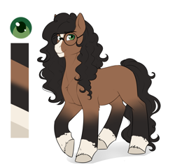 Size: 3067x2932 | Tagged: safe, artist:askbubblelee, oc, oc only, oc:walter nutt, earth pony, pony, glasses, gradient hooves, green eyes, long mane, looking at you, male, reference sheet, simple background, smiling, solo, stallion