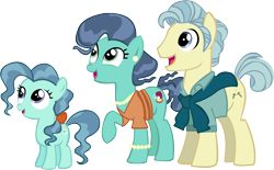 Size: 14166x8784 | Tagged: safe, artist:cyanlightning, derpibooru import, mrs. paleo, petunia paleo, earth pony, pony, the fault in our cutie marks, .svg available, absurd resolution, clothes, ear piercing, earring, female, filly, jewelry, male, mare, mr. paleo, necklace, open mouth, piercing, raised hoof, simple background, stallion, transparent background, vector