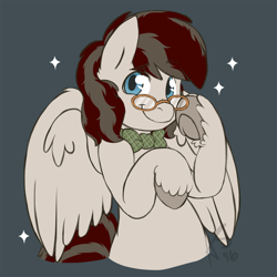 Size: 1000x1000 | Tagged: safe, artist:curiouskeys, derpibooru import, oc, oc only, oc:feather duster, pegasus, pony, bowtie, flat colors, glasses, male, solo, stallion, waist up