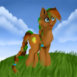 Size: 5000x5000 | Tagged: safe, artist:aria-winter54, derpibooru import, oc, oc only, oc:sweet fruit, earth pony, pony, absurd resolution, fruit, happy, request