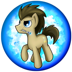 Size: 2539x2539 | Tagged: safe, artist:flamevulture17, derpibooru import, doctor whooves, pony, doctor who, male, mouth hold, orb, solo, sonic screwdriver, stallion