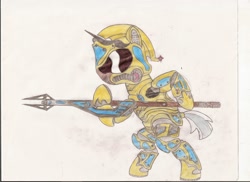 Size: 2338x1700 | Tagged: safe, artist:tay-houby, derpibooru import, colored, future, future royal guard, royal guard, solo