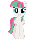 Size: 128x131 | Tagged: safe, artist:onil innarin, derpibooru exclusive, derpibooru import, blossomforth, pony, c:, female, looking at you, mare, pixel art, simple background, solo, transparent background