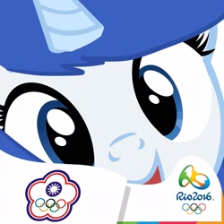 Size: 2048x2048 | Tagged: safe, derpibooru import, oc, oc only, pony, unicorn, chinese taipei olympic flag, female, hi anon, looking at you, mare, olympic games, open mouth, open smile, smiling, smiling at you, taiwan