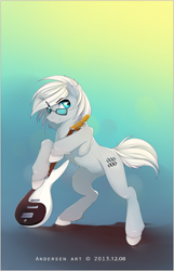 Size: 1909x2965 | Tagged: safe, artist:antiander, derpibooru import, oc, oc only, pony, unicorn, glasses, guitar, solo