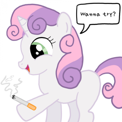 Size: 850x850 | Tagged: safe, artist:ehfkdl569, derpibooru import, sweetie belle, cigarette, solo