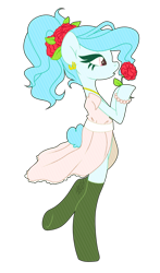 Size: 800x1360 | Tagged: safe, artist:va1ly, derpibooru import, oc, oc only, oc:curly mane, pony, semi-anthro, bipedal, clothes, dress, flower, rose, solo, stockings