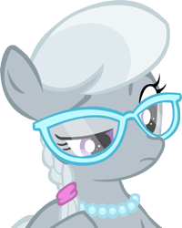 Size: 9991x12460 | Tagged: safe, artist:cyanlightning, derpibooru import, silver spoon, family appreciation day, absurd resolution, glasses, jewelry, necklace, simple background, solo, transparent background, unamused, vector