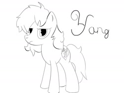 Size: 1280x960 | Tagged: safe, artist:mranthony2, derpibooru import, annoyed, lineart, looking at you, out of character, ponified, rwby, simple background, solo, unhappy, yang xiao long