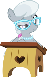 Size: 8584x14121 | Tagged: safe, artist:cyanlightning, derpibooru import, silver spoon, family appreciation day, absurd resolution, glasses, jewelry, necklace, simple background, solo, transparent background, unamused, vector