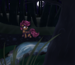 Size: 2800x2450 | Tagged: safe, artist:twilightsparkledark, derpibooru import, scootaloo, moon, night, nightmare, solo, stars