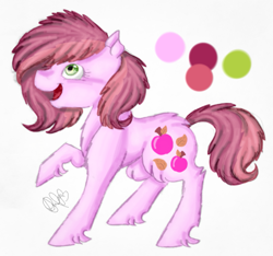 Size: 1227x1148 | Tagged: safe, artist:sweetheart-arts, derpibooru import, oc, oc only, oc:pink crisp, magical lesbian spawn, offspring, parent:apple bloom, parent:diamond tiara, parents:diamondbloom, reference sheet, solo