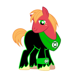 Size: 1152x1152 | Tagged: safe, artist:motownwarrior01, derpibooru import, big macintosh, earth pony, pony, crossover, dc comics, green lantern, green lantern (comic), green lantern corps, male, simple background, solo, stallion, transparent background, wristband