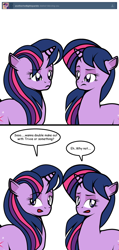 Size: 468x985 | Tagged: safe, artist:dekomaru, twilight sparkle, pony, self ponidox, tumblr:ask twixie