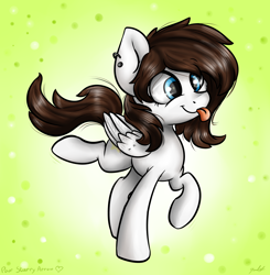 Size: 2814x2873 | Tagged: safe, artist:gaelledragons, derpibooru import, oc, oc only, oc:starry arrow, pony, cute, ear piercing, legs in air, piercing, silly, silly pony, solo, tongue out