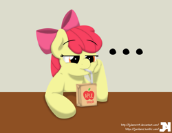 Size: 1395x1080 | Tagged: safe, artist:ljdamz1119, apple bloom, apple juice, bored, drinking, juice