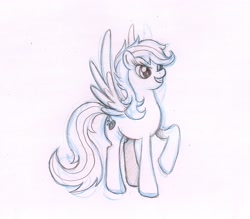 Size: 2558x2236 | Tagged: safe, artist:colourbee, derpibooru import, scootaloo, monochrome, older, sketch, solo, spread wings