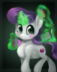 Size: 1024x1276 | Tagged: safe, artist:isaeliseduk, derpibooru import, sweetie belle, cutie mark, magic, solo, the cmc's cutie marks