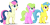 Size: 14781x7383 | Tagged: safe, artist:illumnious, derpibooru import, bon bon, daisy, flower wishes, lemon hearts, sweetie drops, earth pony, pony, unicorn, .ai available, absurd resolution, background pony, open mouth, raised hoof, simple background, surprised, transparent background, trio, vector