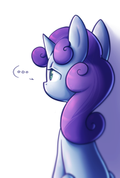 Size: 912x1348 | Tagged: safe, artist:spikedmauler, derpibooru import, sweetie belle, ..., looking away, sad, simple background, stare, thinking