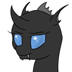 Size: 894x894 | Tagged: safe, artist:uber-dragon, derpibooru import, edit, changeling, bust, portrait, simple background, smiling, solo, style emulation, transparent background