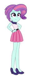 Size: 2416x5162 | Tagged: safe, artist:slowlydazzle, derpibooru import, sunny flare, equestria girls, alternate hairstyle, alternate universe, clothes, high heels, pleated skirt, shoes, skirt, solo