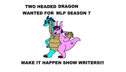 Size: 3009x1721 | Tagged: safe, derpibooru import, princess ember, prominence, dragon, season 7, conjoined, double dragon, duo, exploitable meme, make it happen, meme, show, sisters, two heads, two-headed dragon