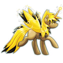 Size: 3000x3000 | Tagged: safe, artist:bean-sprouts, derpibooru import, alicorn, pony, crossover, pokémon, simple background, solo, transparent background, zapdos