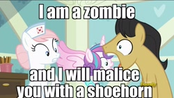 Size: 1920x1080 | Tagged: safe, edit, edited screencap, screencap, cherry cola, cherry fizzy, nurse redheart, princess flurry heart, pony, a flurry of emotions, ed edd n eddy, image macro, meme, the good ol' ed