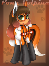 Size: 546x733 | Tagged: safe, artist:kotelen, derpibooru import, clothes, costume, miraculous ladybug, ponified, solo, volpina