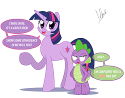 Size: 1273x1000 | Tagged: safe, artist:ladyanidraws, derpibooru import, spike, twilight sparkle, dragon, censored, censorship, newbie artist training grounds, squee, swearing