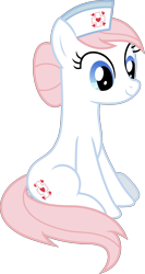 Size: 3598x6774 | Tagged: safe, artist:kayman13, artist:pink1ejack, nurse redheart, earth pony, pony, a flurry of emotions, absurd resolution, cute, female, heartabetes, mare, new cutie mark, nurse, simple background, sitting, smiling, solo, transparent background, vector