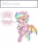 Size: 538x622 | Tagged: safe, artist:hawthornss, derpibooru import, oc, oc only, oc:paper stars, bat pony, pony, amputee, ask paper stars, cute little fangs, fangs, food, looking at you, rainbow hair, scar, simple background, solo, speech bubble, stump, tea, text, tumblr, white background