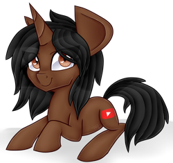 Size: 4000x3753 | Tagged: safe, artist:partylikeanartist, derpibooru import, oc, oc only, oc:jazzy, pony, unicorn, art trade, female, looking at you, lying down, simple background, smiling, solo, transparent background, wingding eyes, youtube