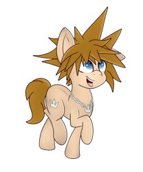 Size: 1024x1229 | Tagged: safe, artist:theartistsora, derpibooru import, cute, hoof hold, kingdom hearts, ponified, solo, sora, spiky mane