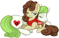 Size: 1159x746 | Tagged: safe, artist:bloodorangepancakes, derpibooru import, oc, oc only, cuddling, prone, snuggling