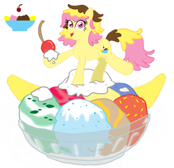 Size: 900x870 | Tagged: safe, artist:violetfeatheroficial, derpibooru import, oc, oc only, oc:banana split, banana split