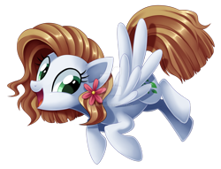 Size: 1599x1220 | Tagged: safe, artist:centchi, derpibooru import, oc, oc only, oc:giselle matte, pegasus, pony, flower, flower in hair, simple background, solo, transparent background, watermark