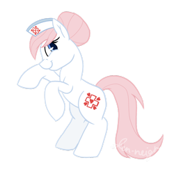 Size: 1024x1024 | Tagged: safe, artist:jen-neigh, nurse redheart, pony, a flurry of emotions, new cutie mark, rearing, simple background, solo, transparent background