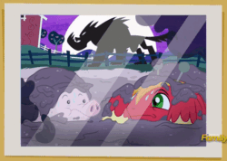 Size: 672x479 | Tagged: safe, derpibooru import, screencap, pig, pony, every little thing she does, barn, farm, mud, parody, photo, picture, pigsty, predator (franchise), unknown creature