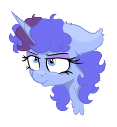 Size: 994x1081 | Tagged: safe, artist:paskanaakka, derpibooru exclusive, oc, oc only, oc:midnight dew, pony, unicorn, bust, chest fluff, ear fluff, eyeshadow, frown, makeup, portrait, simple background, solo, transparent background