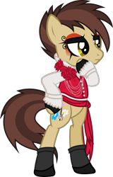 Size: 955x1495 | Tagged: safe, artist:lightningbolt, derpibooru exclusive, derpibooru import, earth pony, pony, .svg available, a fever you can't sweat out, bipedal, clothes, femboy, flower, makeup, male, panic! at the disco, ponified, rose, ryan ross, shoes, simple background, socks, solo, stallion, svg, transparent background, vector, vest