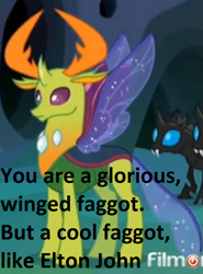 Size: 721x976 | Tagged: safe, derpibooru import, edit, edited screencap, screencap, thorax, changedling, changeling, to where and back again, caption, cropped, king thorax, spoiler, vulgar